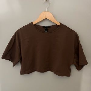 forever 21 brown cropped tee